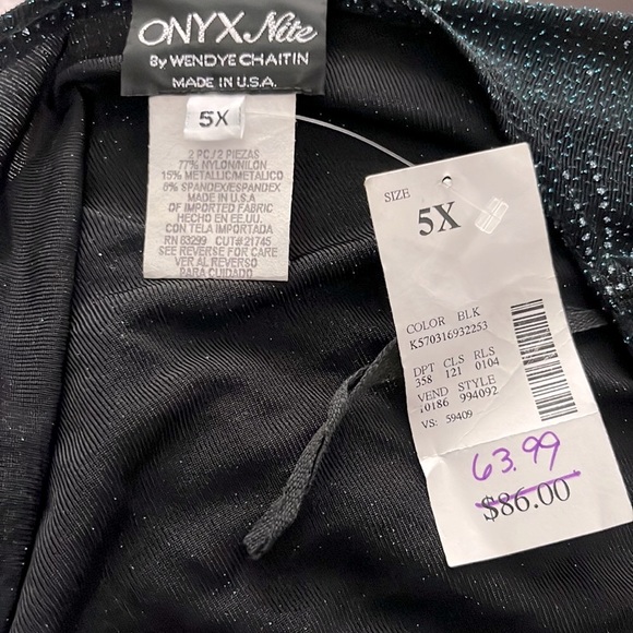 Onyx Nite by Wendye Chaitin shimmering blue sequined top, size 5X. NWT. - Picture 9 of 10